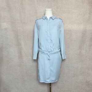 Etienne Marcel Chic & Versatile Light Blue Long Sleeve Dress Botton Front Design